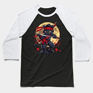 Cat Ninja Stealth Feline Agility Baseball T-Shirt